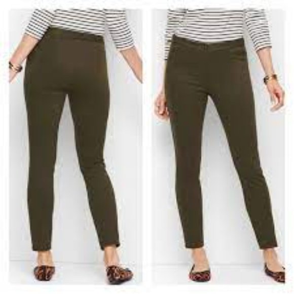 Talbots Pants - Talbots Dark Army Green Stretch Knit Skinny Ankle Pants Size 8p NEW